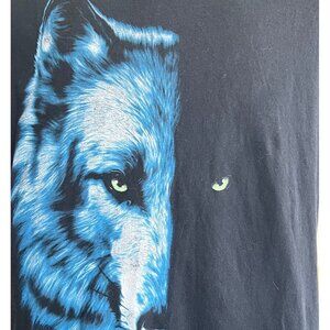 Half Wolf Half Shadow Face Black T Shirt Mens Size Large ? Graphic‎ Short Sleeve